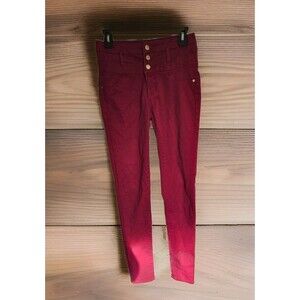 Refuge Hi - Waist Super Skinny Jeggings Pants Womens Size 4 Maroon Burgandy Red